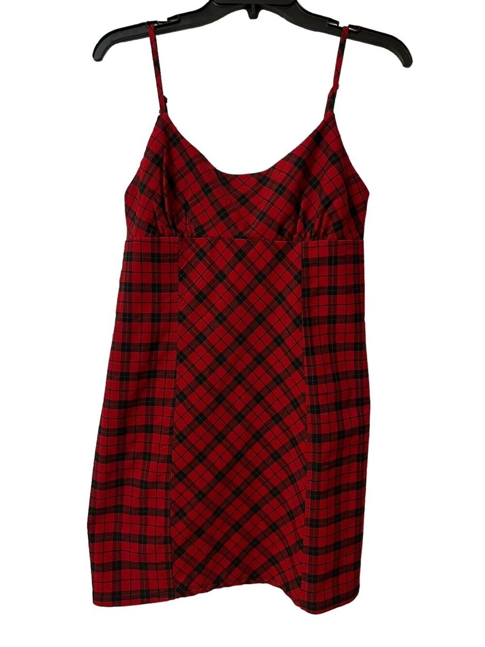 Wild Fable Holiday Red And Black Plaid Spaghetti Strap Dress Size M